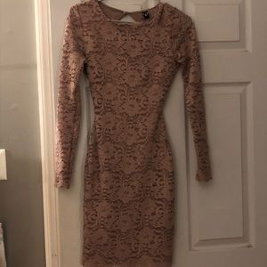 Brown/beige long sleeve dress